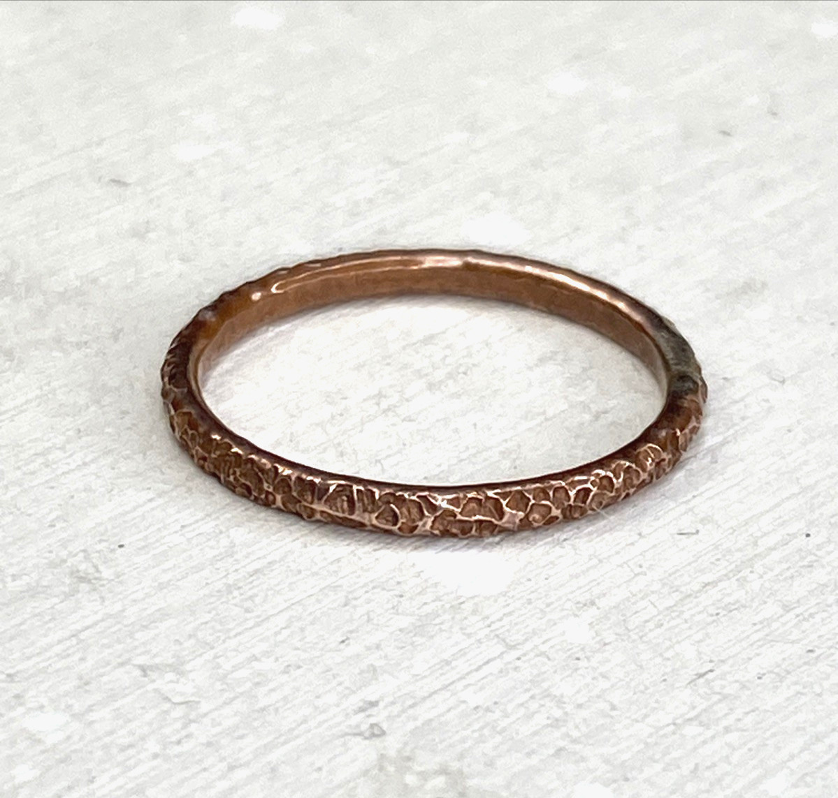 Copper Ring Stackable Hammered Rings band Size 6.5 Wedding Ring Unisex thin 2mm