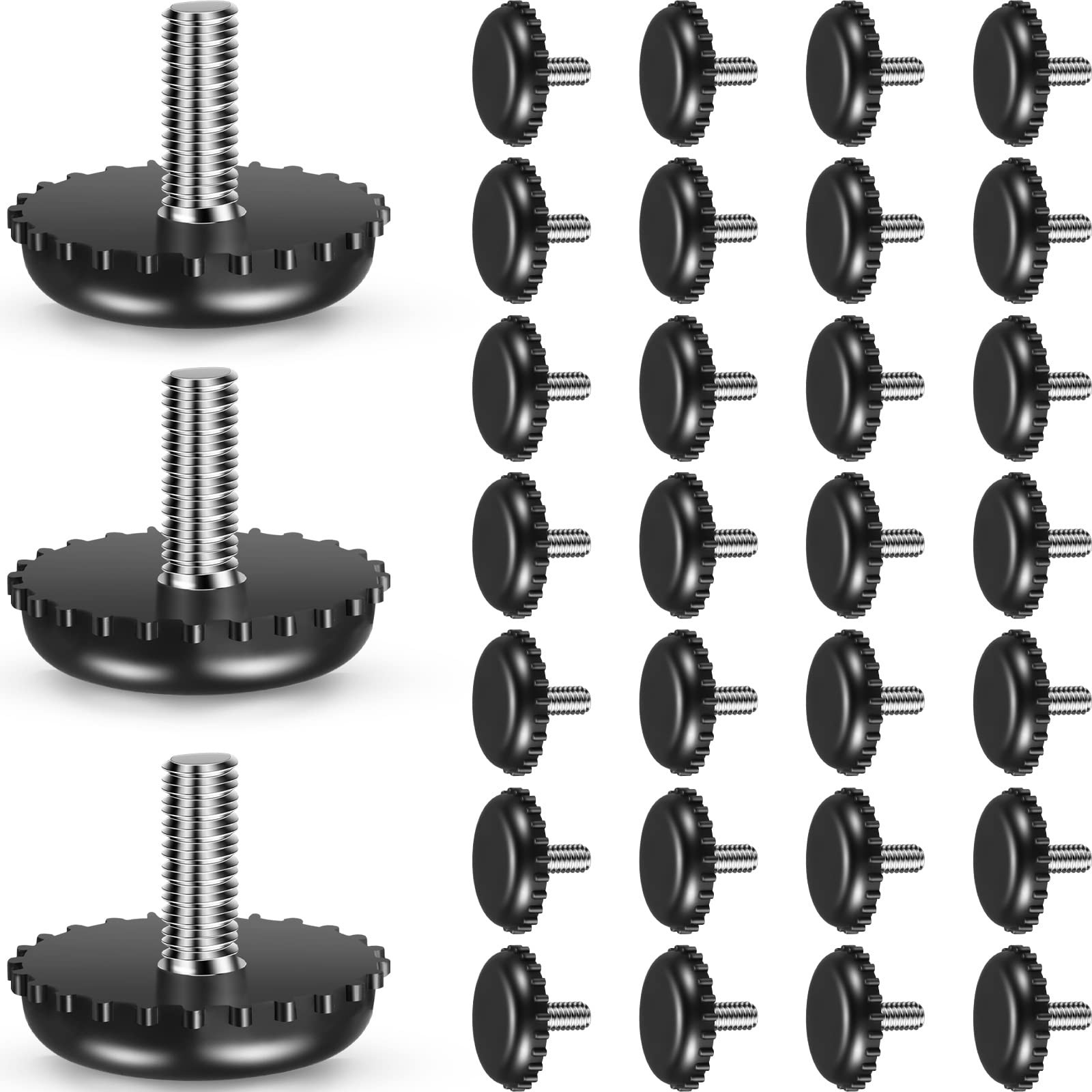 Dunzy 30 Pieces 1/4-20 Adjustable Furniture Levelers Galvanized Steel Screw i...