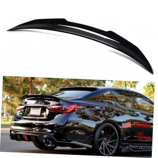 Rear Spoiler Compatible with 2014-2024 Infiniti Q50 Q50S Luxe Gloss Black