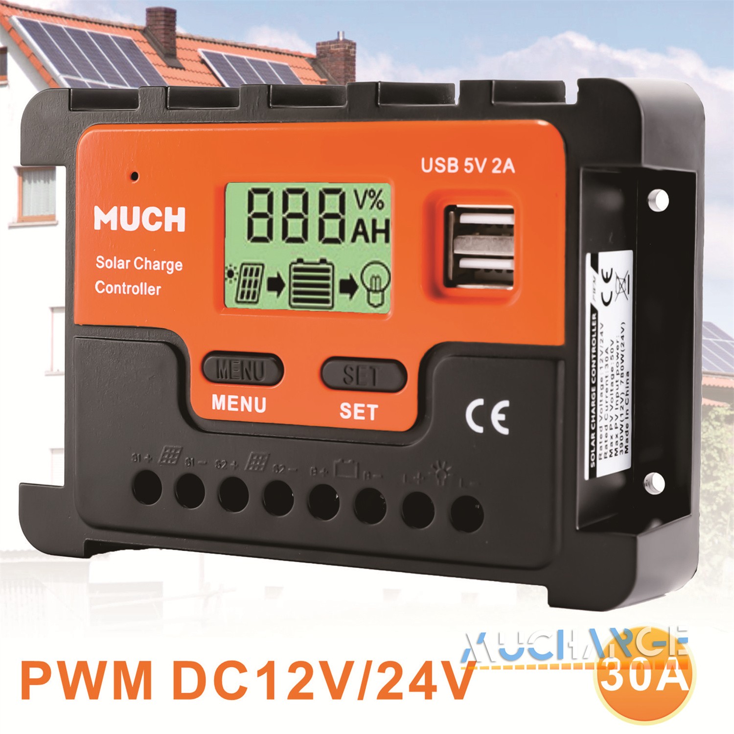 780W 30A Solar Panel Battery Charge Controller 12V/24V Regulator Auto 8 Port LCD