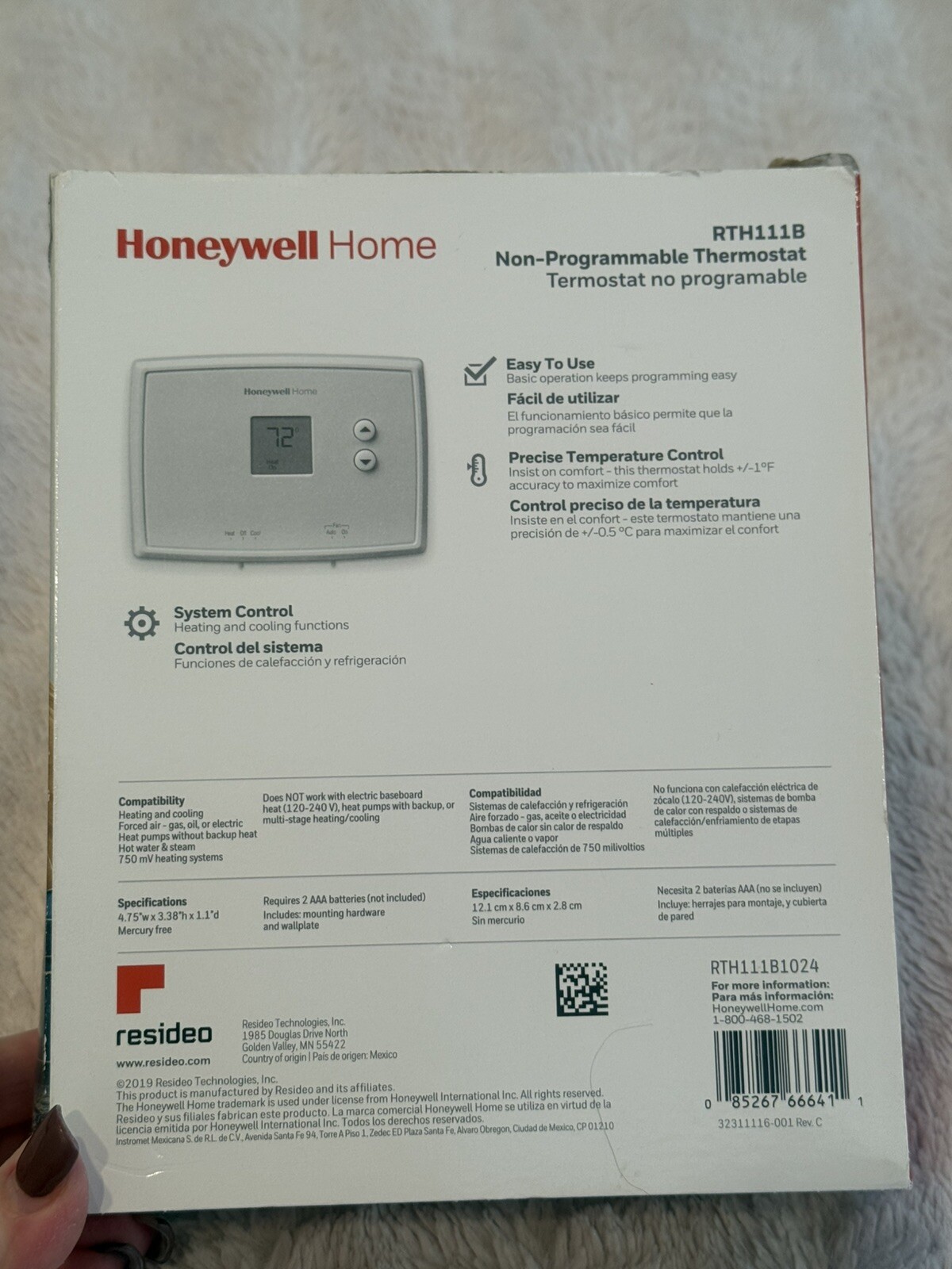 Honeywell Home Digital Non-Programmable Thermostat RTH111B1024