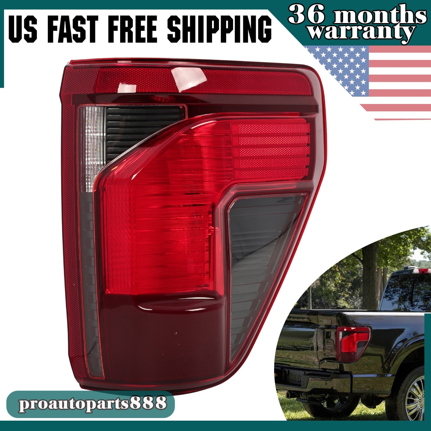 For 2024 Ford F-150 Halogen Tail Light w/ Blind Spot Right Passenger RL3Z13404B