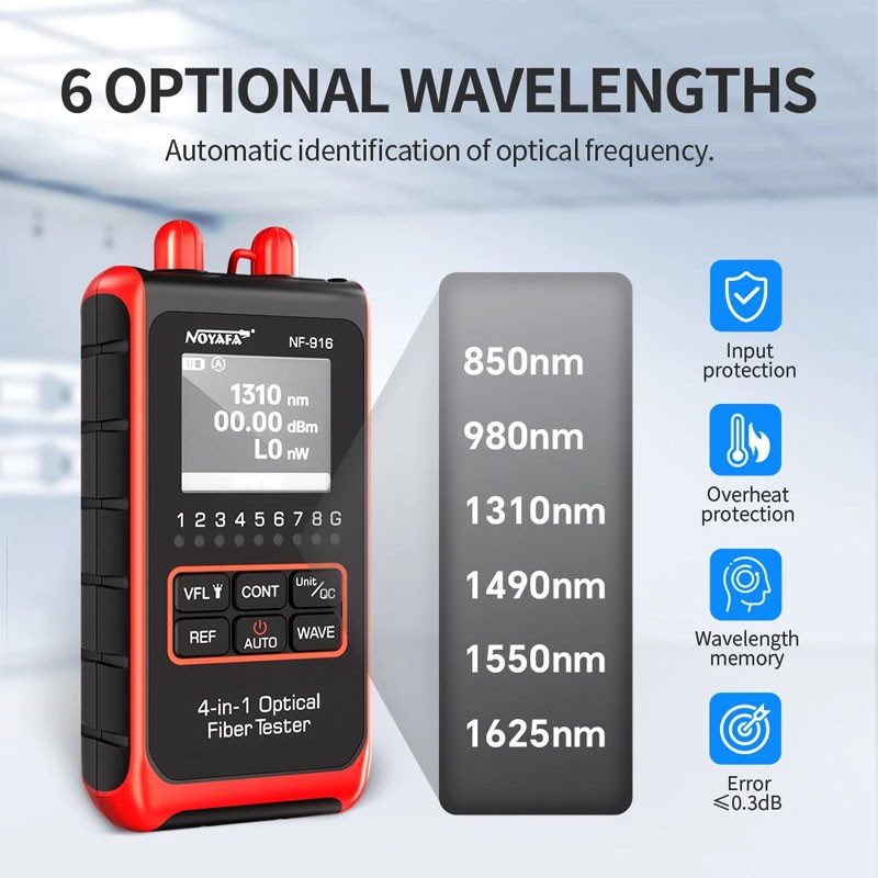 Fiber Optical Power Meter Wavelength Network Cable Tester LAN Wiring Diagnostics