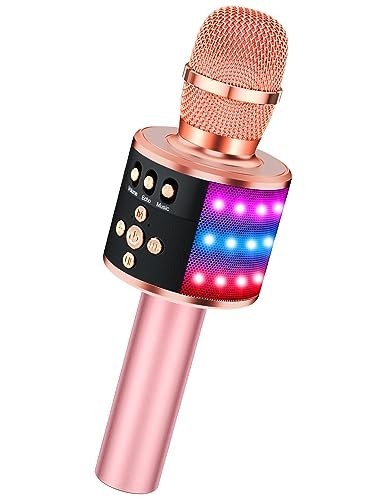 Portable Bluetooth Karaoke Microphone with Disco Lights & Echo Effect - Kids & A