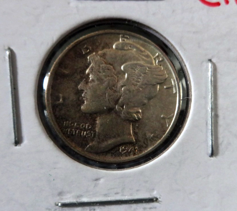1941-P-NATURAL SURFACES-XF/AU--MERCURY, DIME--SILVER-  #4248