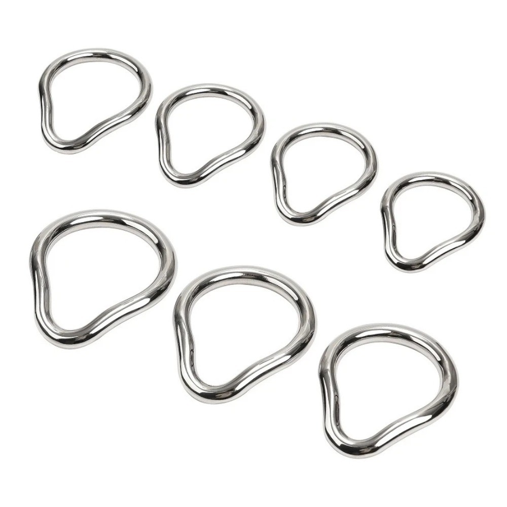 Stainless Steel Curved Locking Ring Penis Bondage Metal Scrotum Stretcher Male