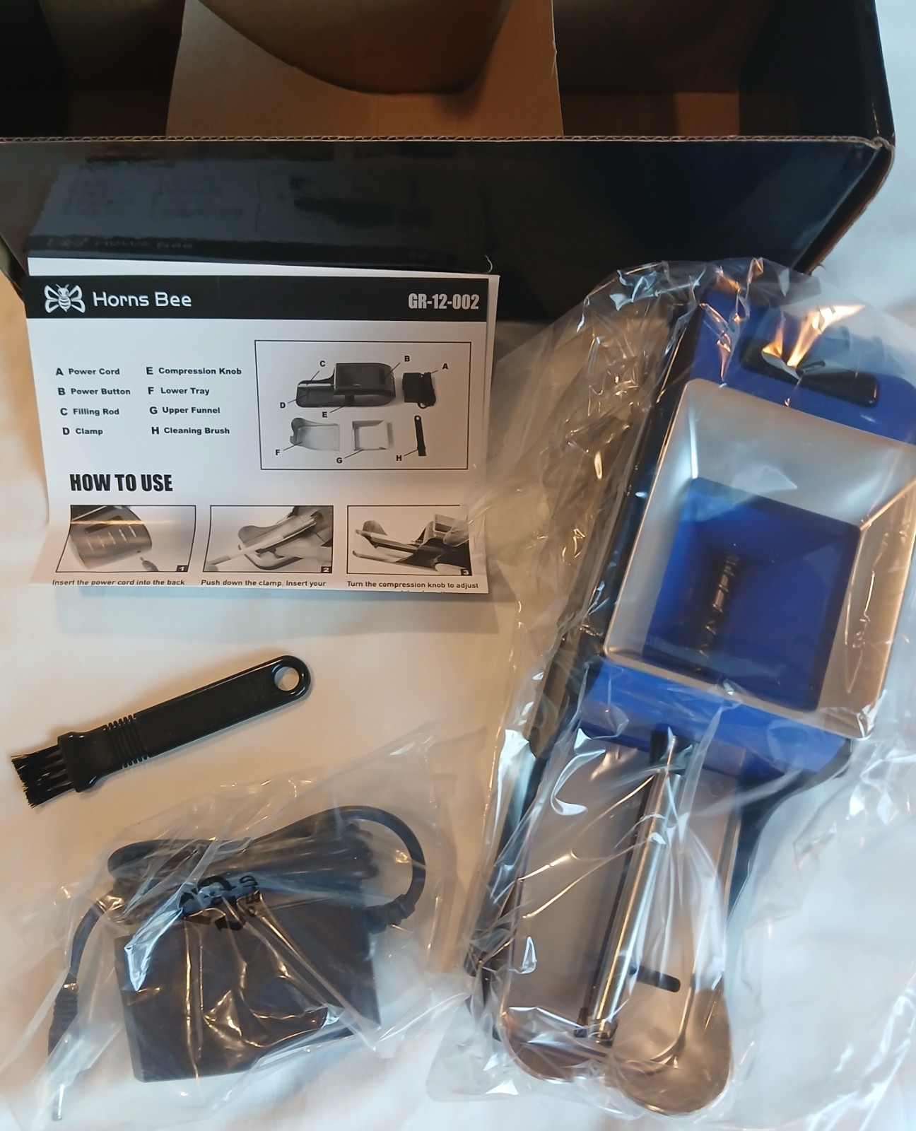New Horns Bee Electric Cigarette Rolling Machine, With Original Box, Never Used