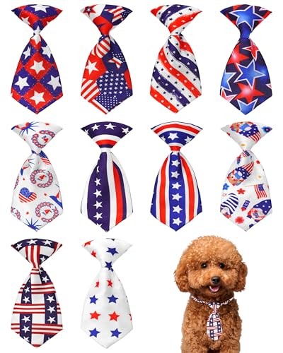 PET SHOW Paquete de 10 corbatas para perros Bandera de Estados Unidos Small