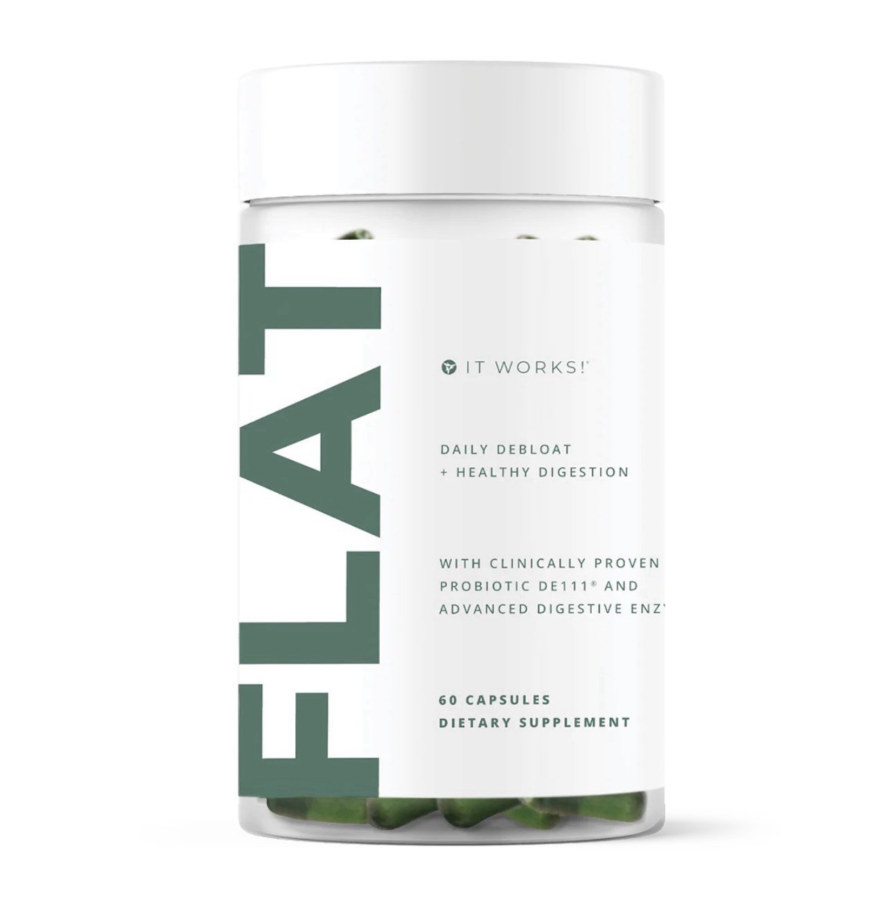 It Works! Probiotic Flat Daily Debloat Digestive Support Capsules Bacillus 60 Ct