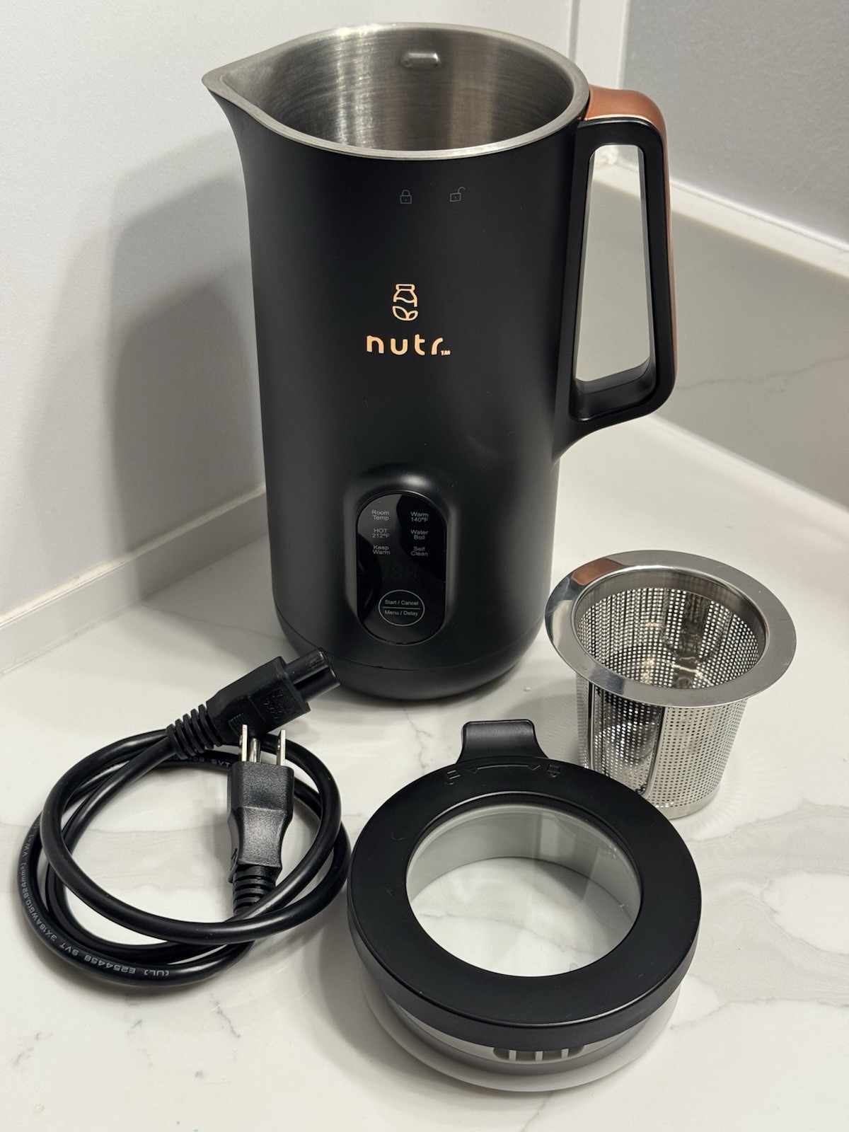 Nutr Machine, Single Serve Automatic Milk Maker, Black, 3 Temp Settings