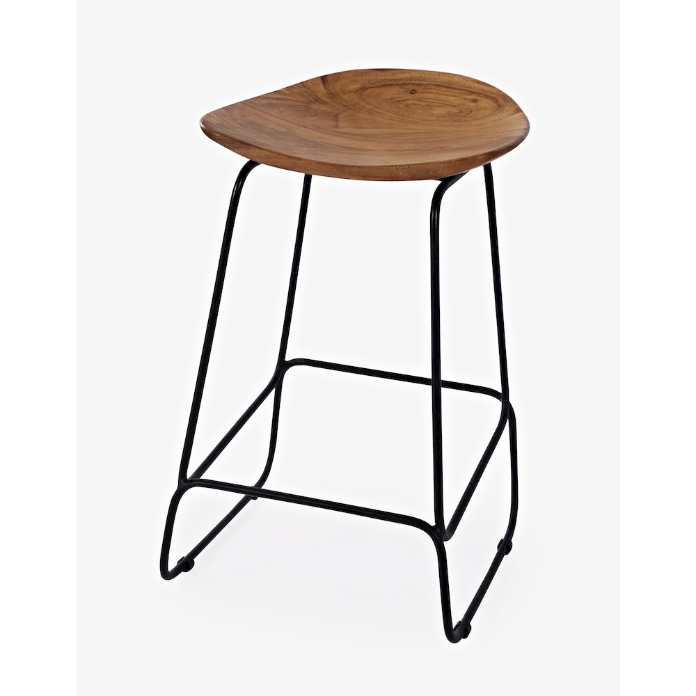 Solid Acacia 52" Five-Piece Counter Height Dining Set with Backless Barstools