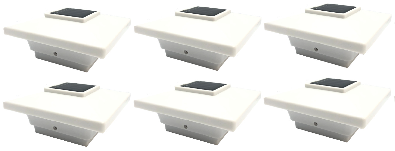 Relightable Solar Post Cap Deck Light 4x4 White Low Profile 4LED (6 Pack) PL251