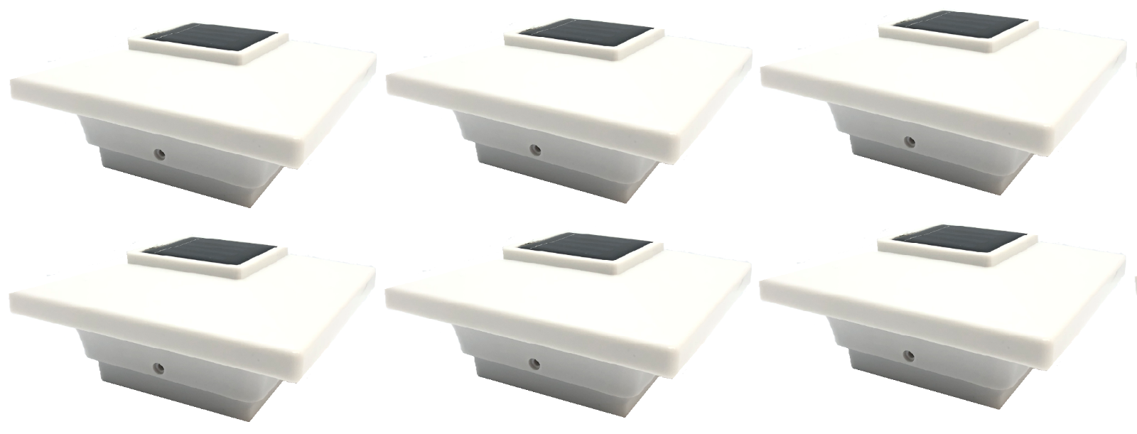 Relightable Solar Post Cap Deck Light 4x4 White Low Profile 4LED (6 Pack) PL251