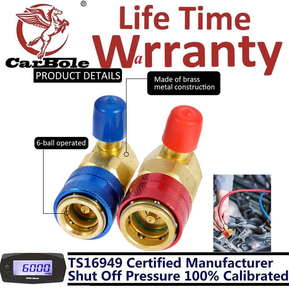 Car A/C Quick Connectors System Port Adapters Couplers Low High Set Convers Kit