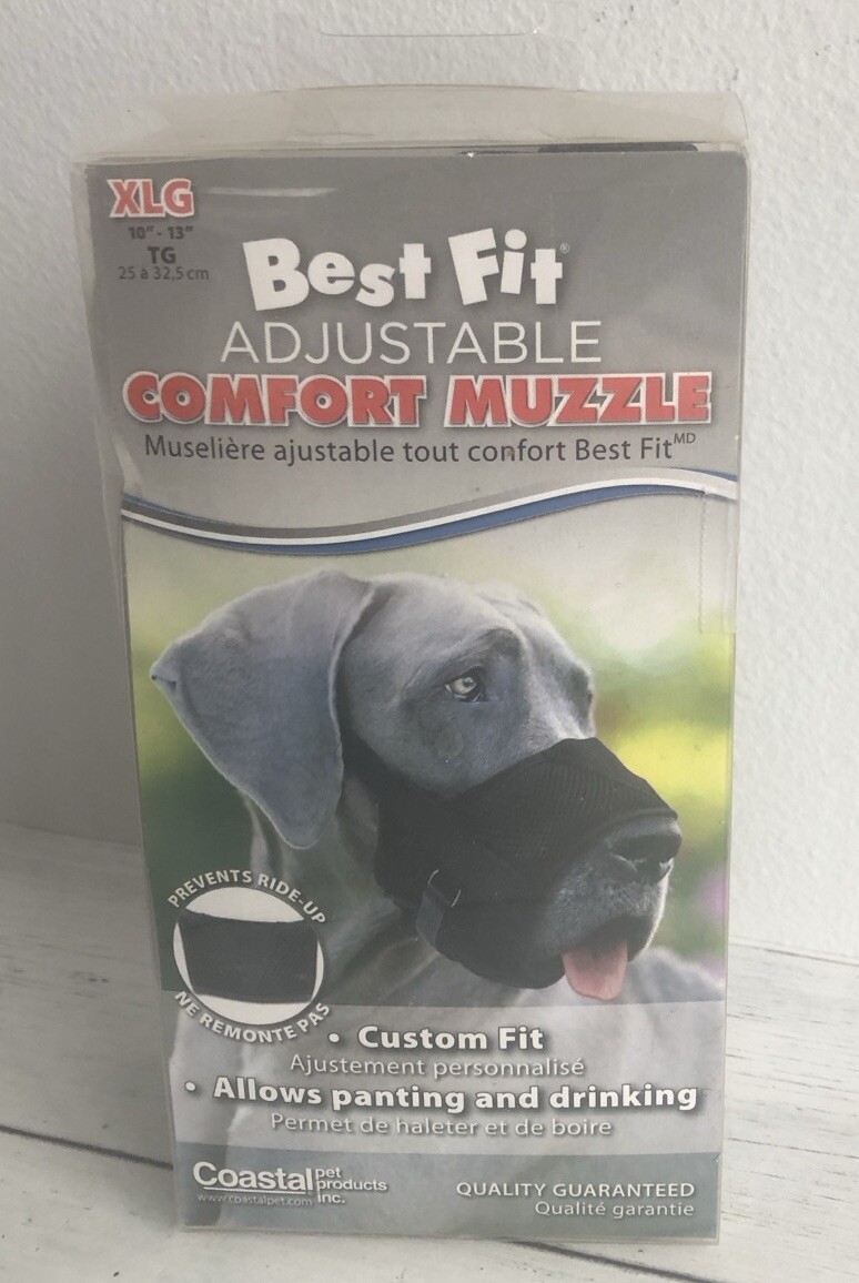 Coastal Best Fit Comfort Dog Muzzle Size XL X-Large Adjustable Breathable Black