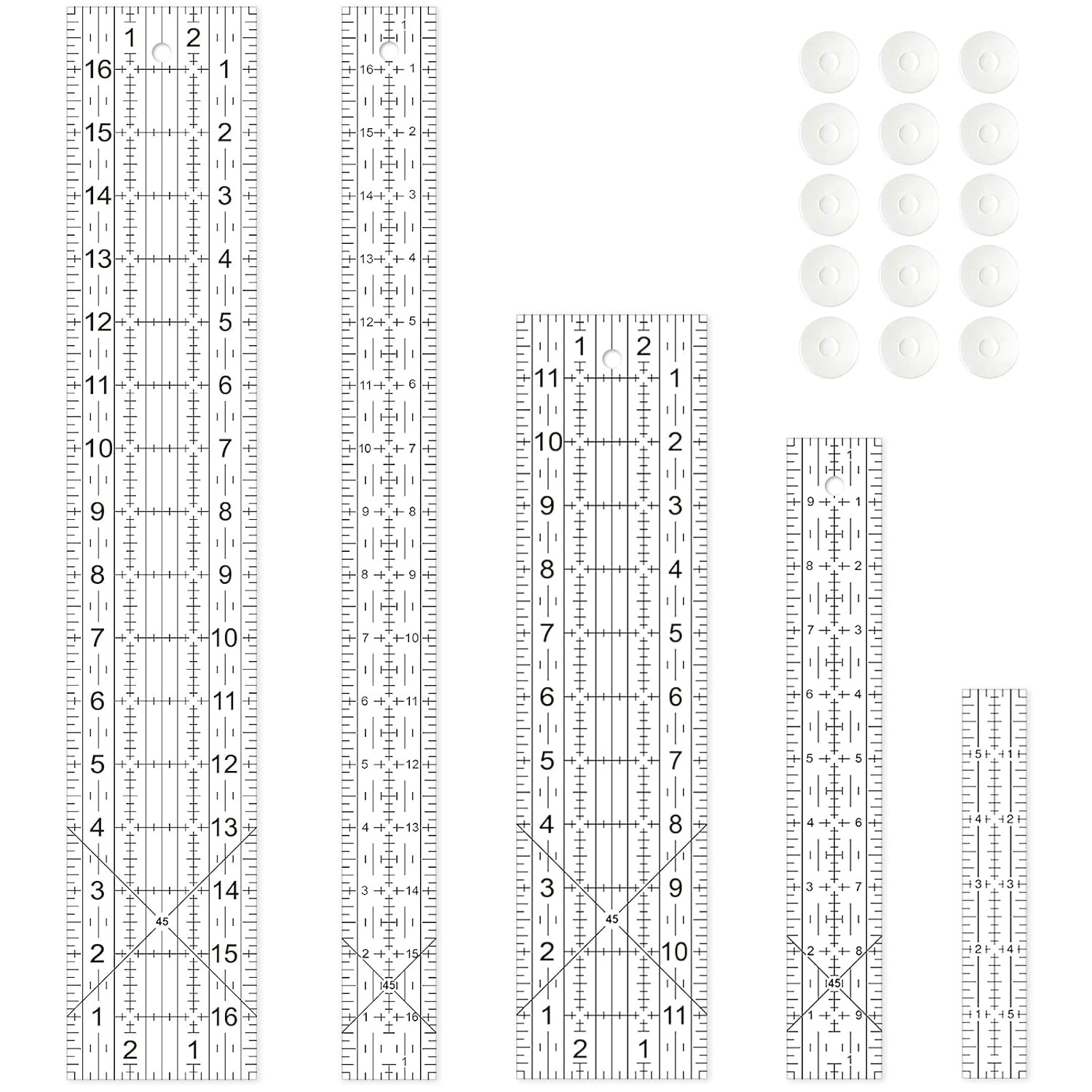 Sewing Ruler,5 Piece Quilting Rulers,3 X17 Inch,1.5 X17 Inch,3 X12 Inch,1.5 X10