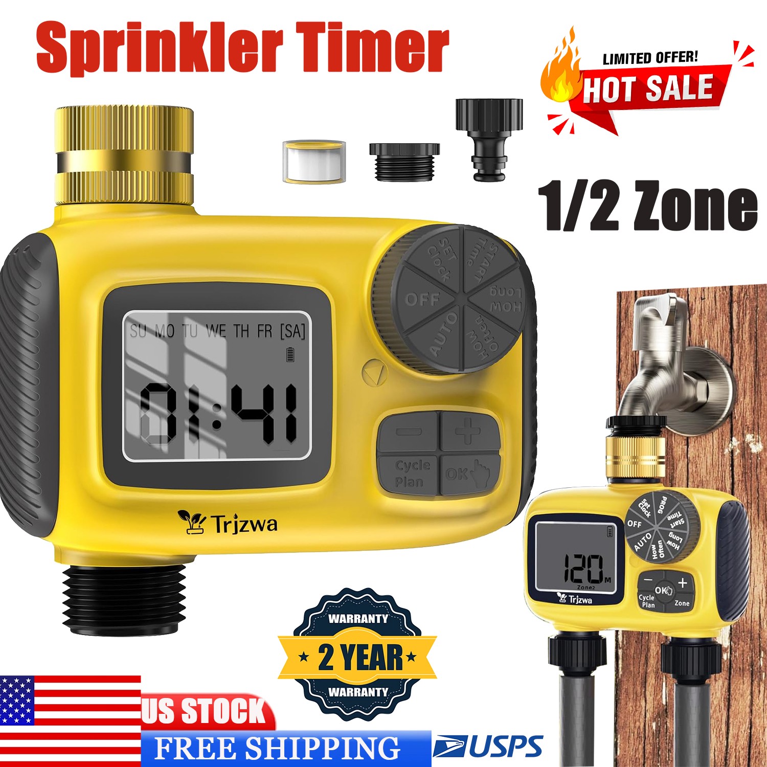 Sprinkler Timer Brass Swivel Water Timer for Garden Hose 1/2 Zone Programmable，o