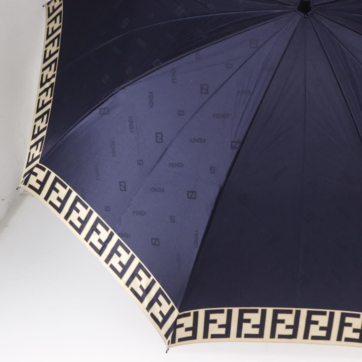 FENDI Zucca Canvas Folding Umbrella Navy Auth am9874