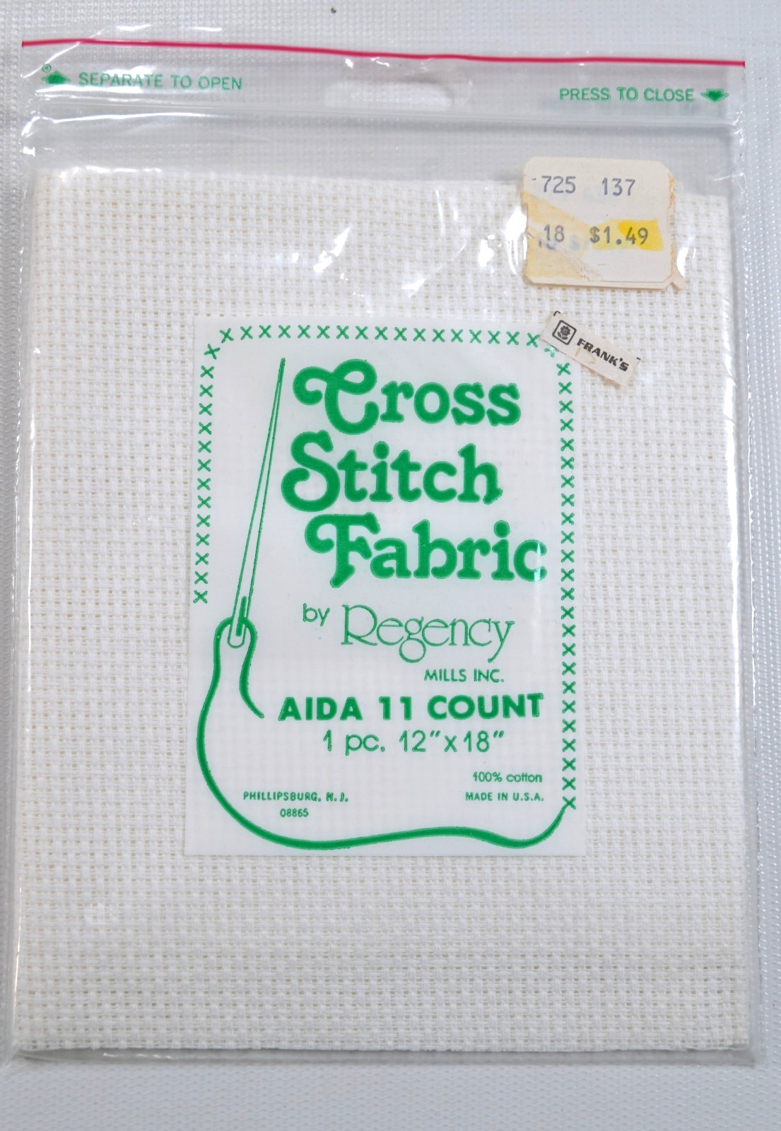 Vintage Regency Counted Cross Stitch Fabric Aida Cloth 11 Count 12" x18"
