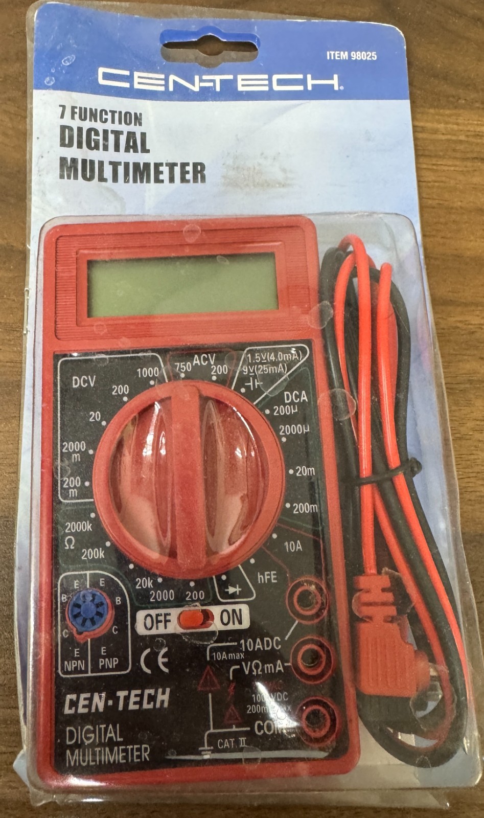 Cen-Tech 98025 7 Function Digital Multi Meter Electronic Volt Tester Electronic
