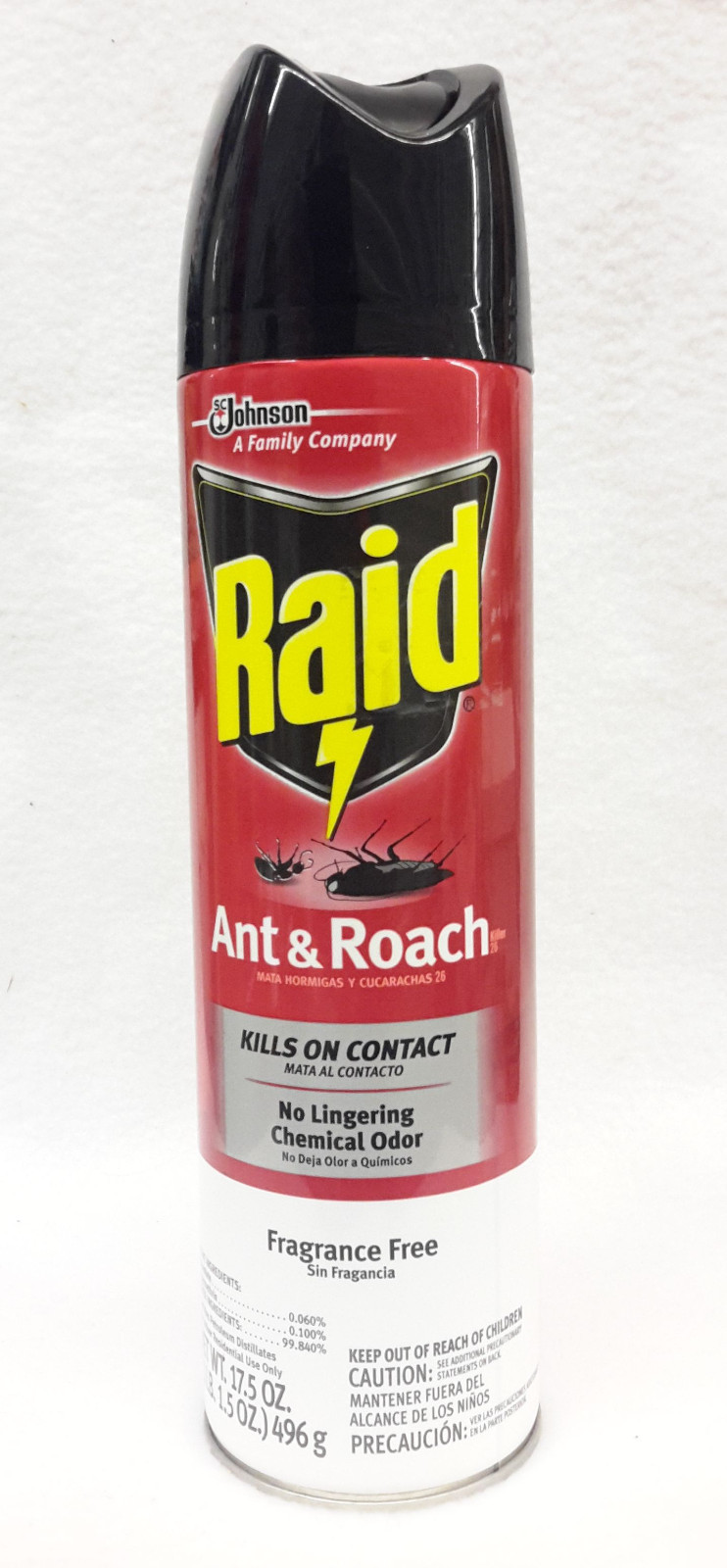 1 Johnson Raid AMT & ROACH Kills On Contact Fragrance Free 17.5 oz