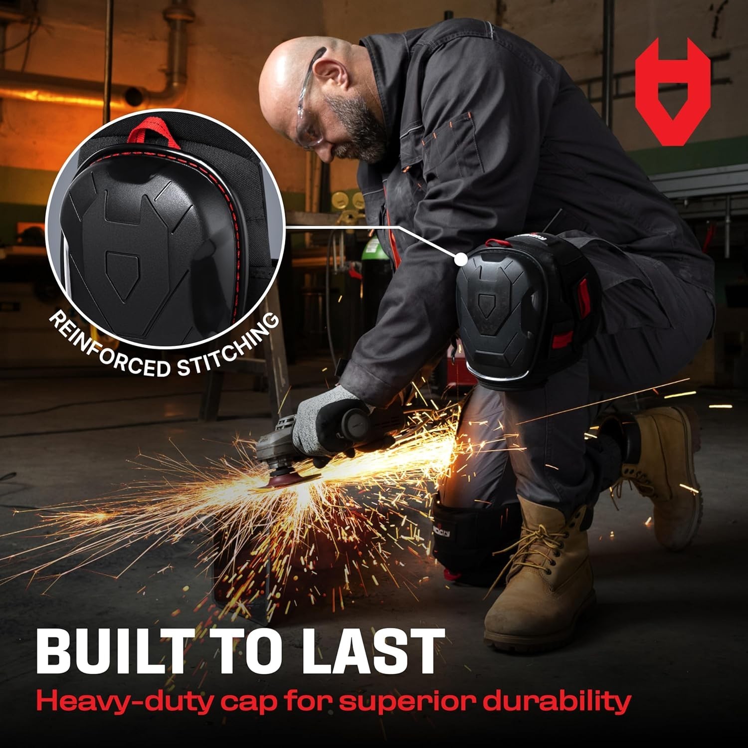 Professional Knee Pads for Work — Heavy Duty Anti-Slip Cap, Extra Dual-Layer ...