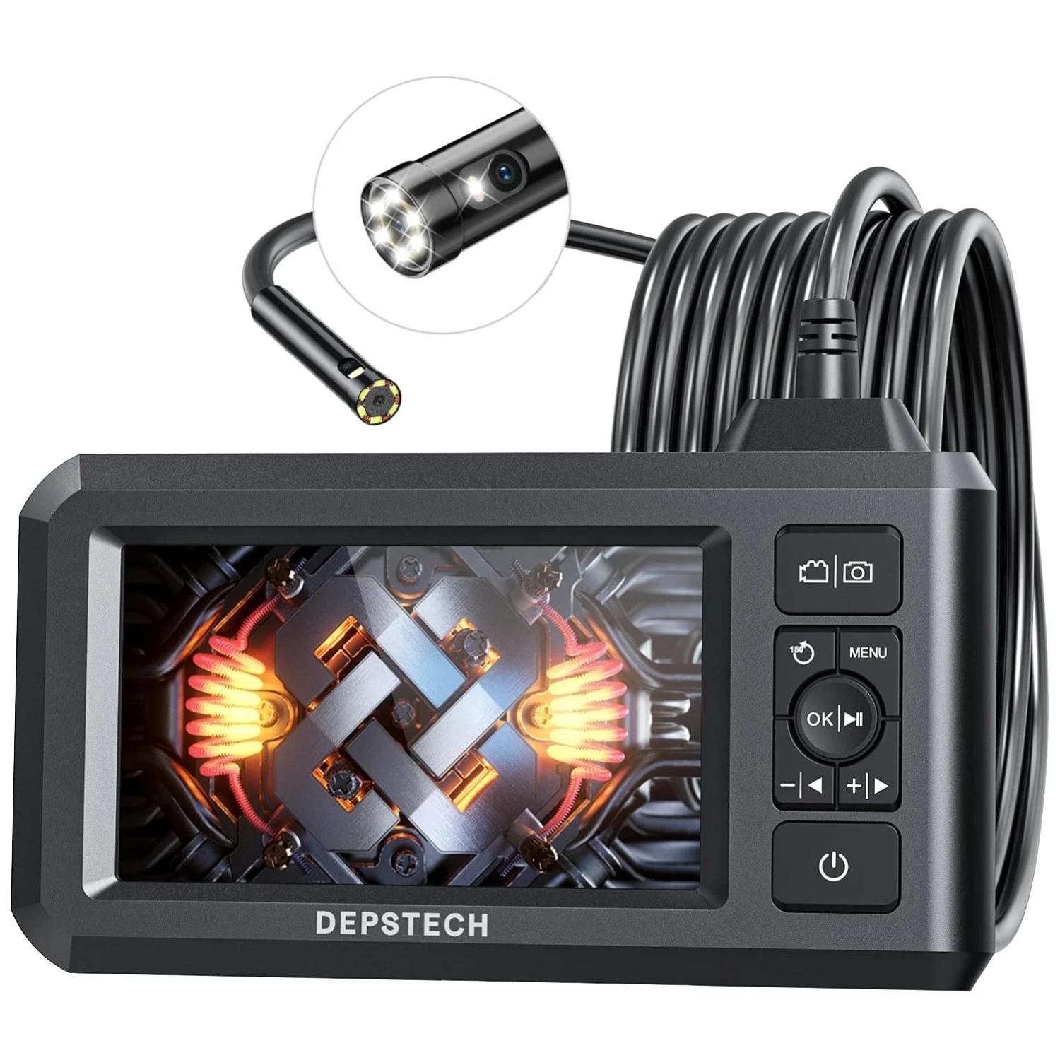 Dual Lens Borescope Camera with Light |  Waterproof