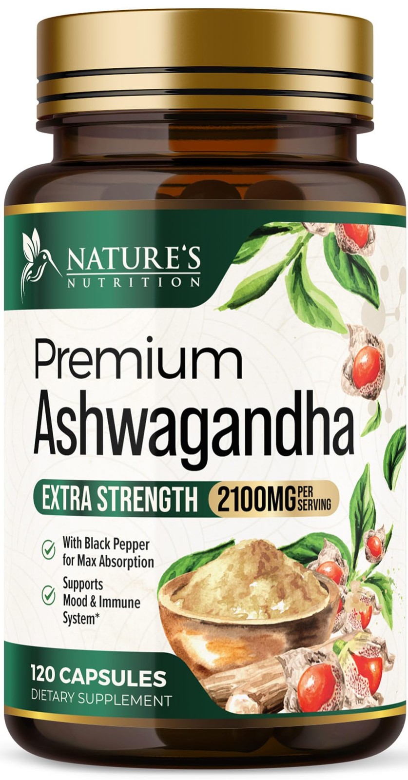 Ashwagandha Supplements - Premium Capsule 120 Count (Pack of 1)