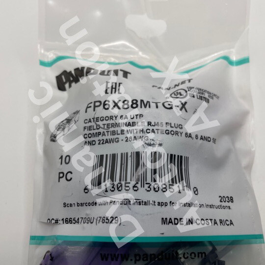 New PANDUIT  FP6X88MTG-X / FP6X88MTGX Cat6A Termination Modular Plug (Bag of 10)