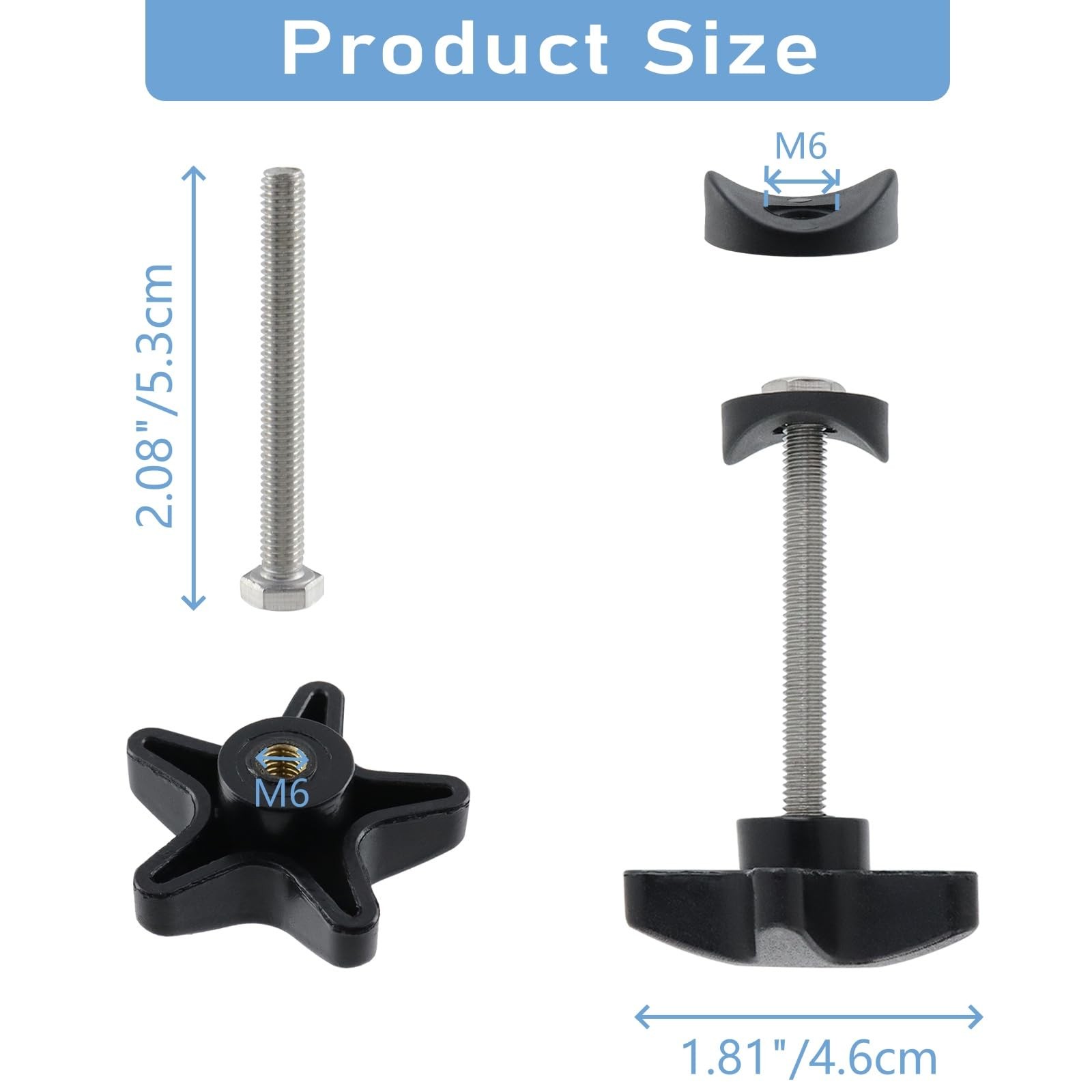 Arm Adjustment Knobs for Rollators - 4 Pack Pentagram Walker Parts