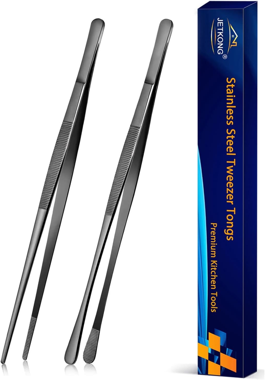 10-Inch Kitchen Tweezers Tongs with Precis Serrated Tips,