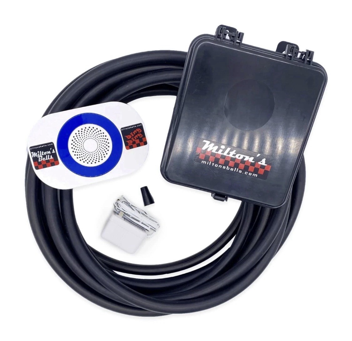 Milton’s Bells Driveway Alarm - Wireless Chime Kit with 25' Signal Hose, Transmi