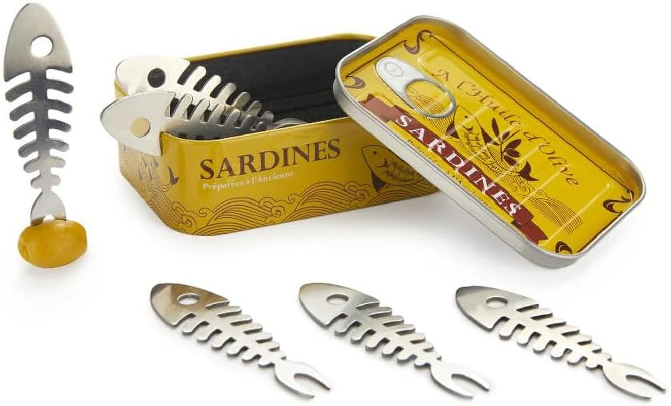 Sardines Snack Forks Set of 6 – Stainless Steel Fishbone Design Appetizer Picks