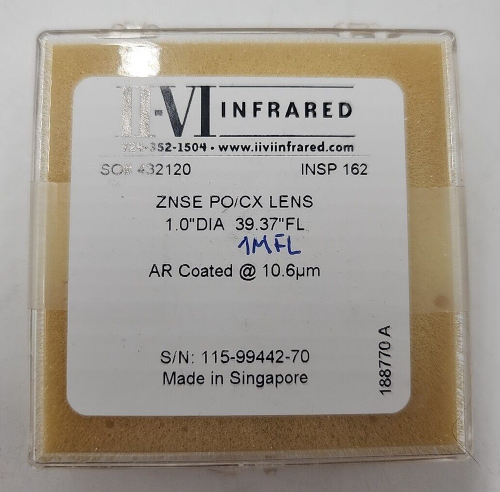 IIVI Infrared ZNSE PO/CX LENS 1.0"DIA AR Coated @ 10.6um