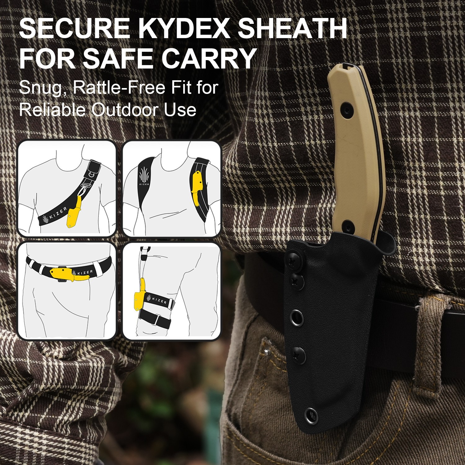 Kizer Bulldog Fix EDC Fixed Knife 14C28N Blade G10 Handle Camping 1116A2