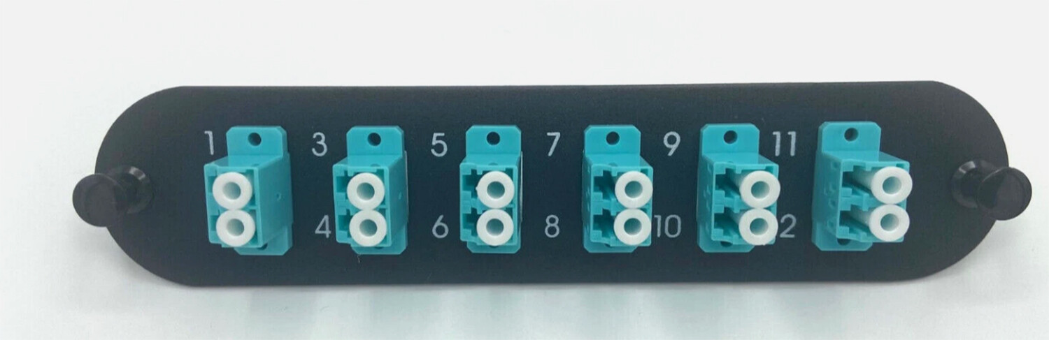 10Pcs Fiber Optic Adapter Panel 6 LC Duplex Aqua OM3 OM4 For CORNING CCH-CP12-E4