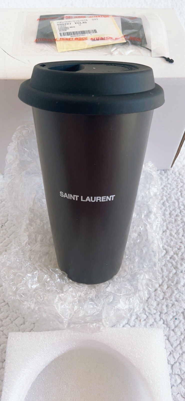 Authentic New Saint Laurent Paris Ceramic Coffee Mug Black