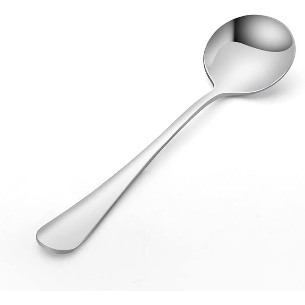 Stainless Steel Soup Spoons Set of 2 Round Bowls 17cm Bouillon Spoons
