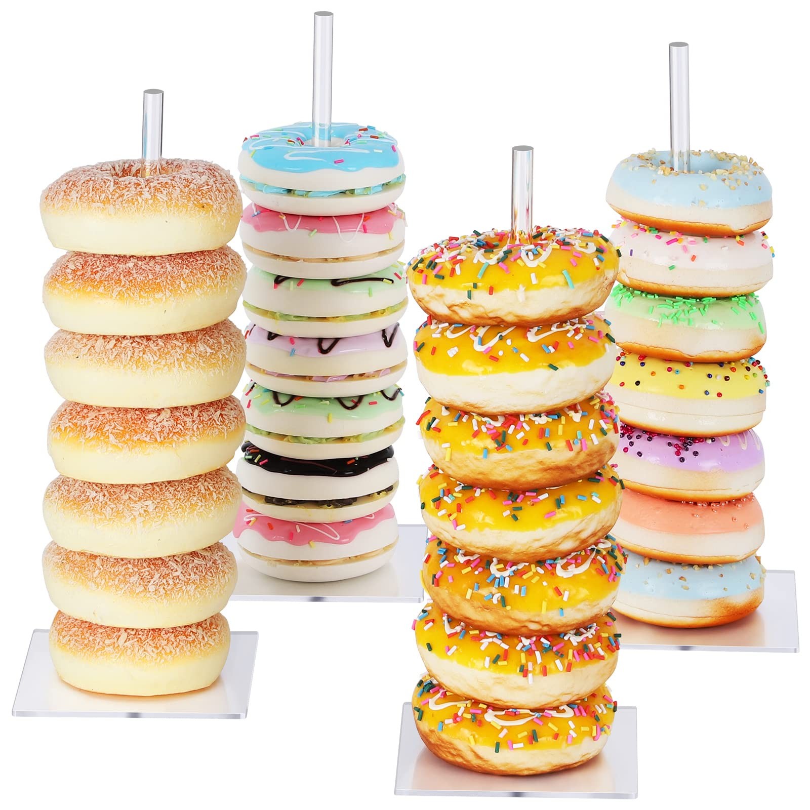 Donut Stand Acrylic 4 Pack, Clear Bagel Holder Stand, Donut Tower Stand, Donu...