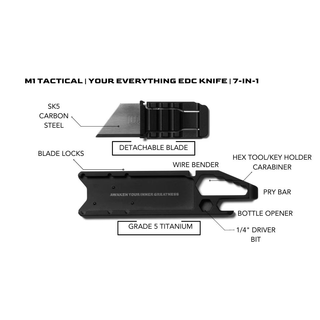 Your Everything Utility Knife | 7-in-1 Multitool | Pocket Sized | EDC | Titanium