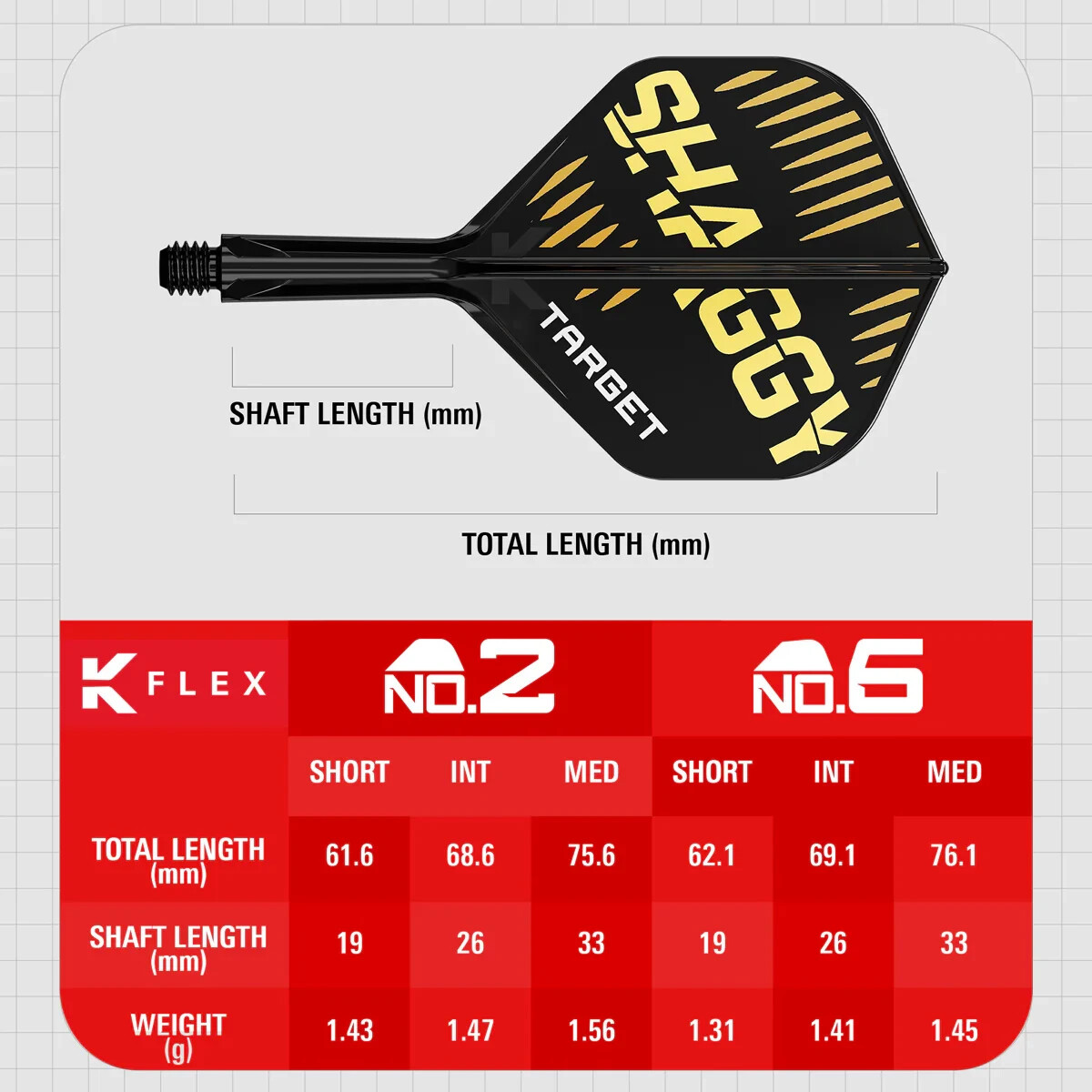 SCOTT WILLIAMS TARGET K-FLEX 1 PIECE MEDIUM SHAFT NO2 FLIGHT