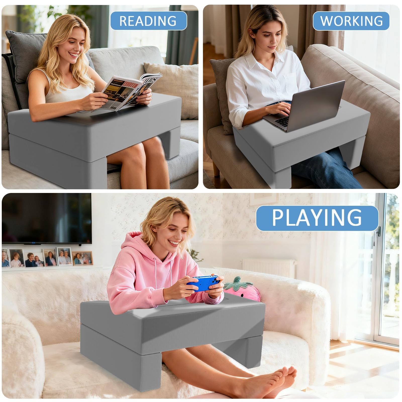 Lap Desk Pillow with Removable Cover Adjustable Angle Gaming Reading Pillow