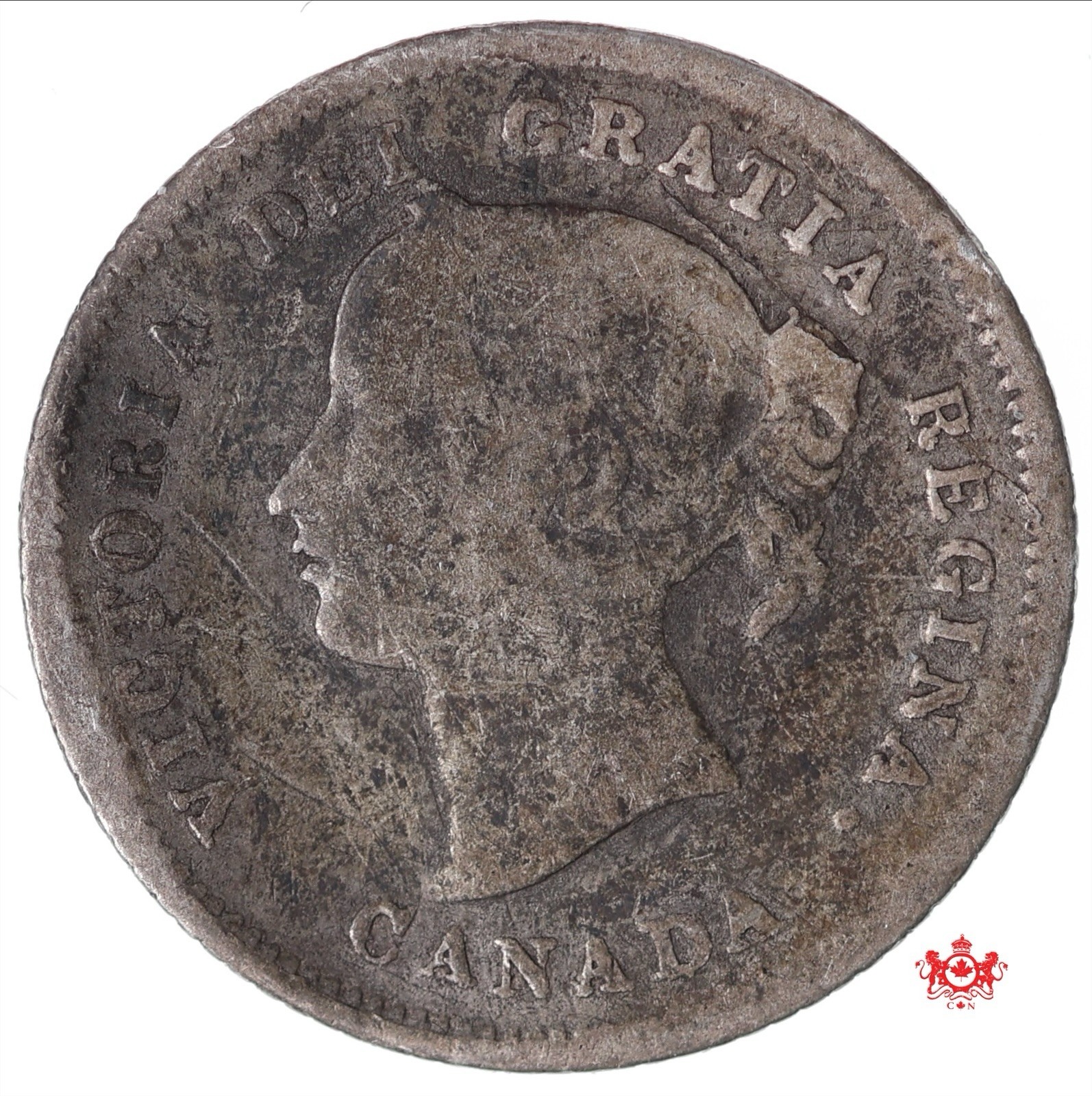 1875H Canada 5 Cents Large Date - VG - Bent Trend 500$ Lot#12085