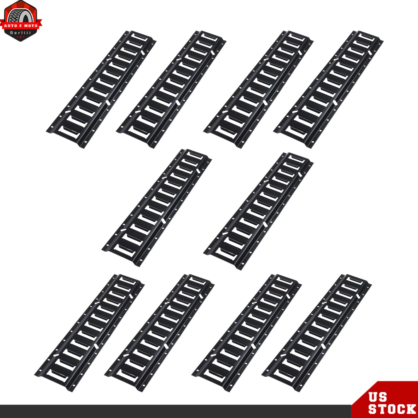 Kit For RV Trailer Camper Truck Black Steel 10 Pack 2' E Track Tie Down Rail New