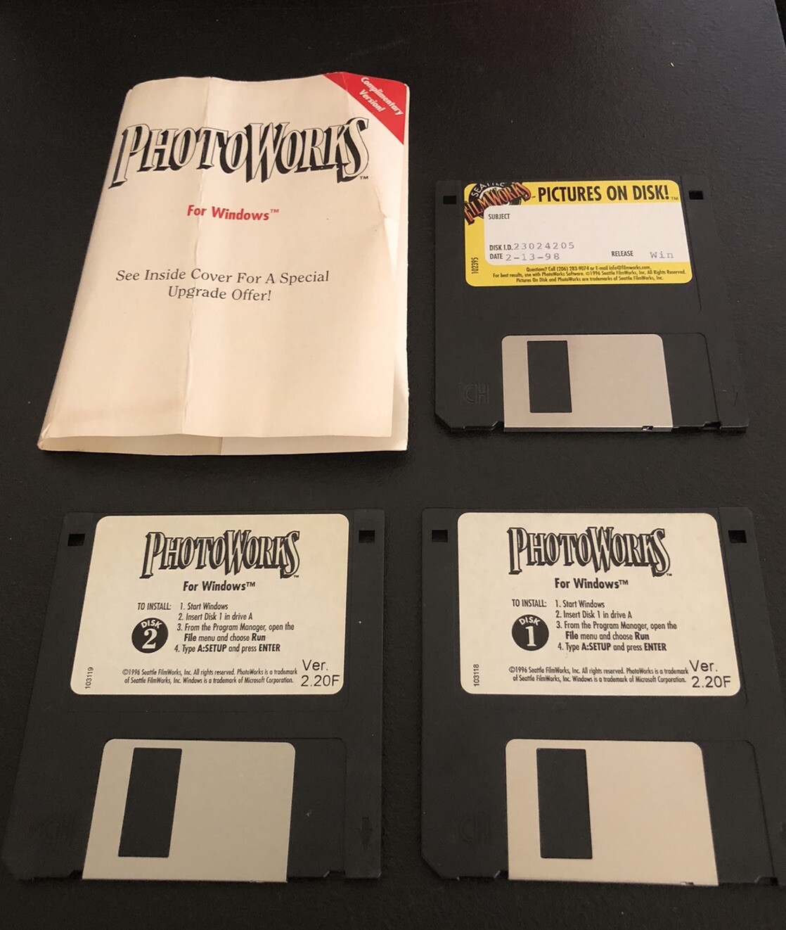 Vintage 1990s 2 Photo Works for Windows & 1 Pictures on Disk  Floppy Disks