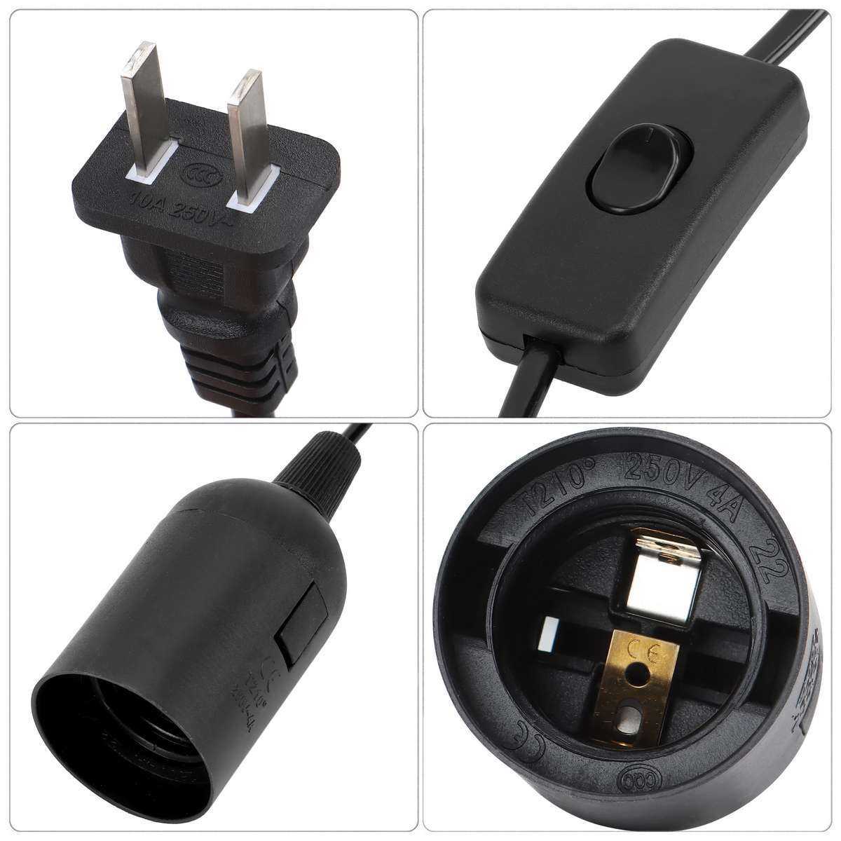 2X E26 E27 Light Bulb Socket to Wall Outlet Plug Adapter On/Off Switch 6FT Cord
