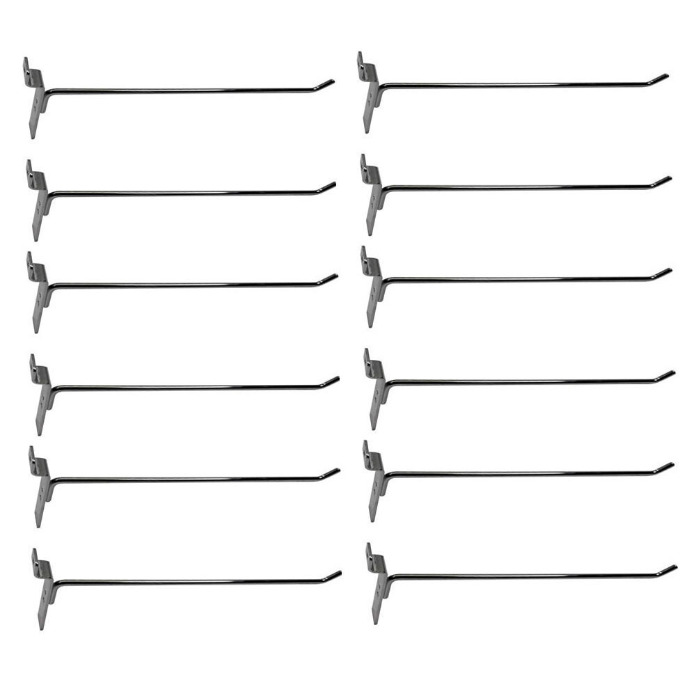 12 Pcs 10'' Chrome Slatwall Hook Hooks Retail Display Wire Metal Hanger