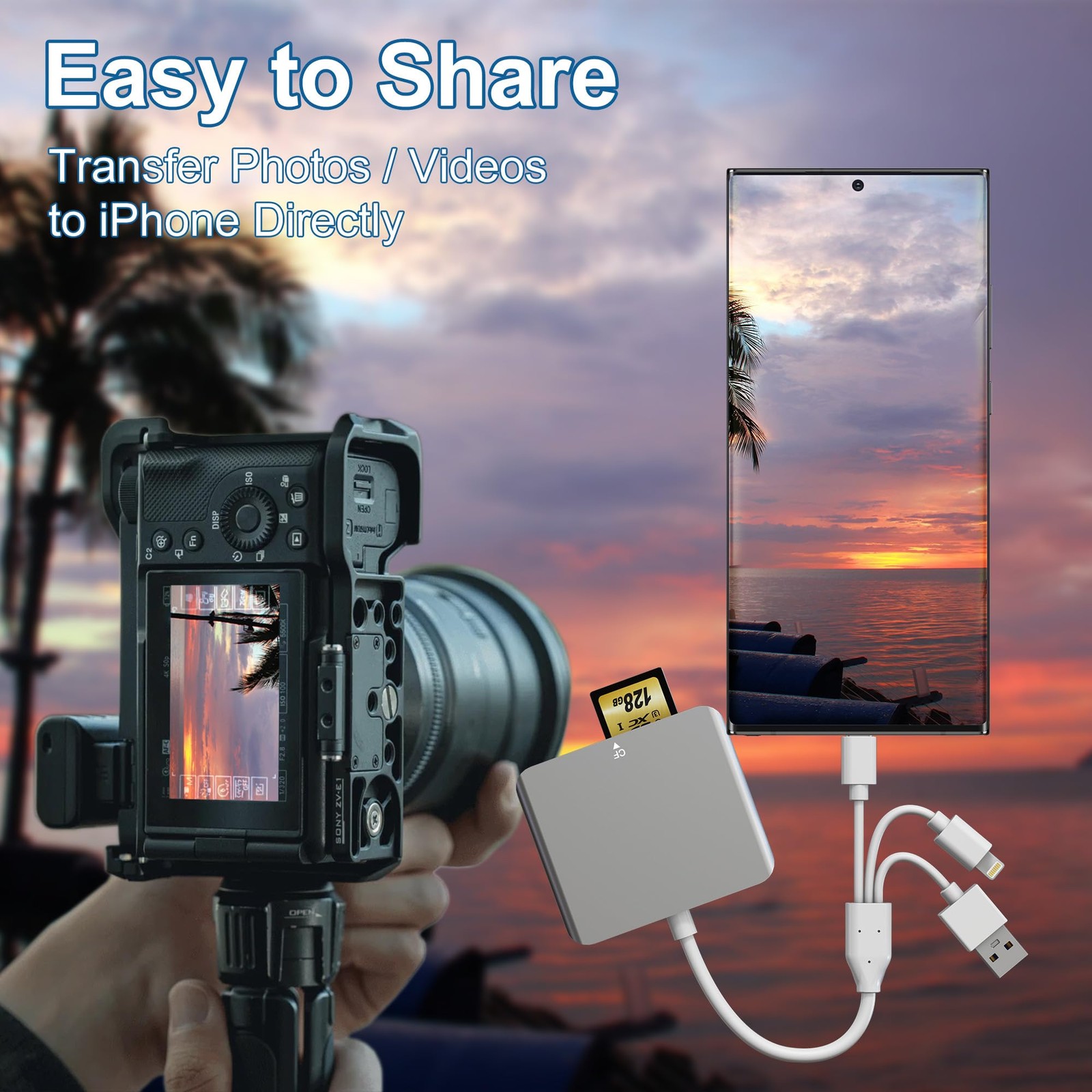 Memory Stick Pro Duo Adapter for iPhone - 5 in 1 SD/TF/MS/CF/XD Card Reader f...