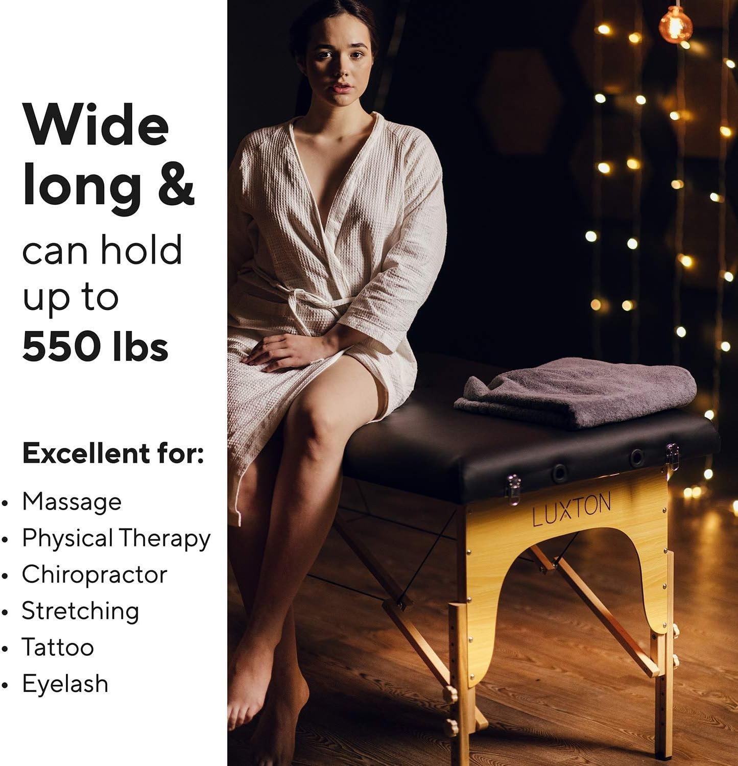Compact Foldable Massage Table - 72" Long, PU Leather & Memory Foam