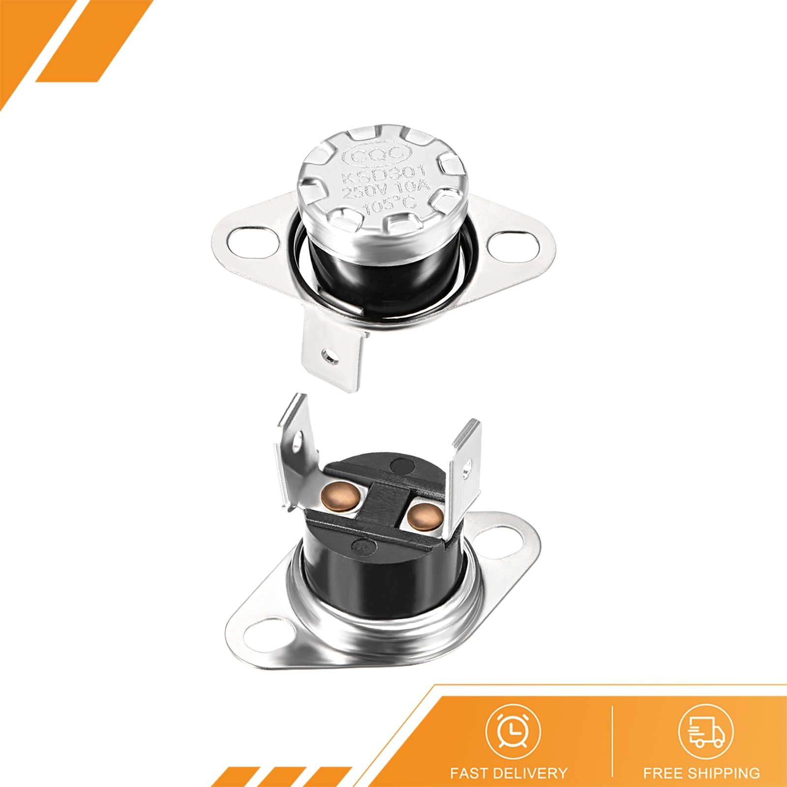2Pcs Temperature Control Switch Thermostat KSD301 105°C 10A NC Bakelite Material